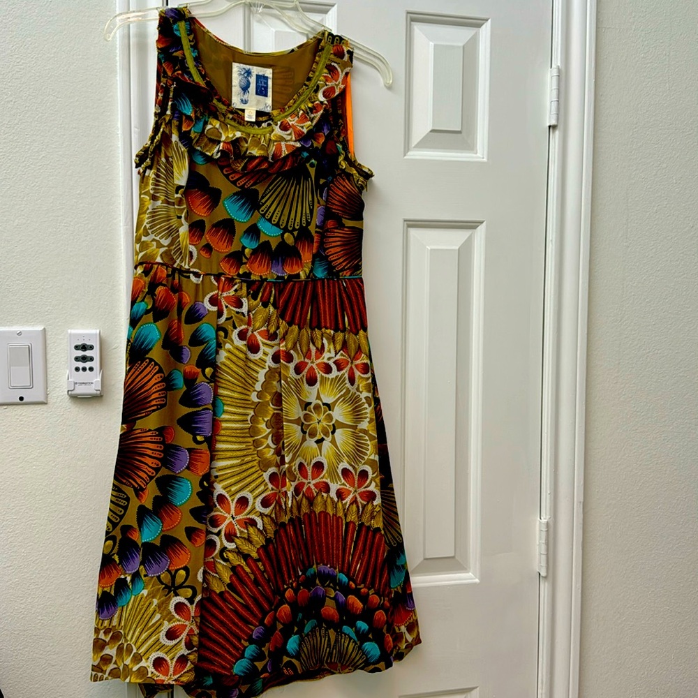 Anthropologie Edme & Esyllte Lappula Dress Boho Silk Sleeveless Ruffle size 6
